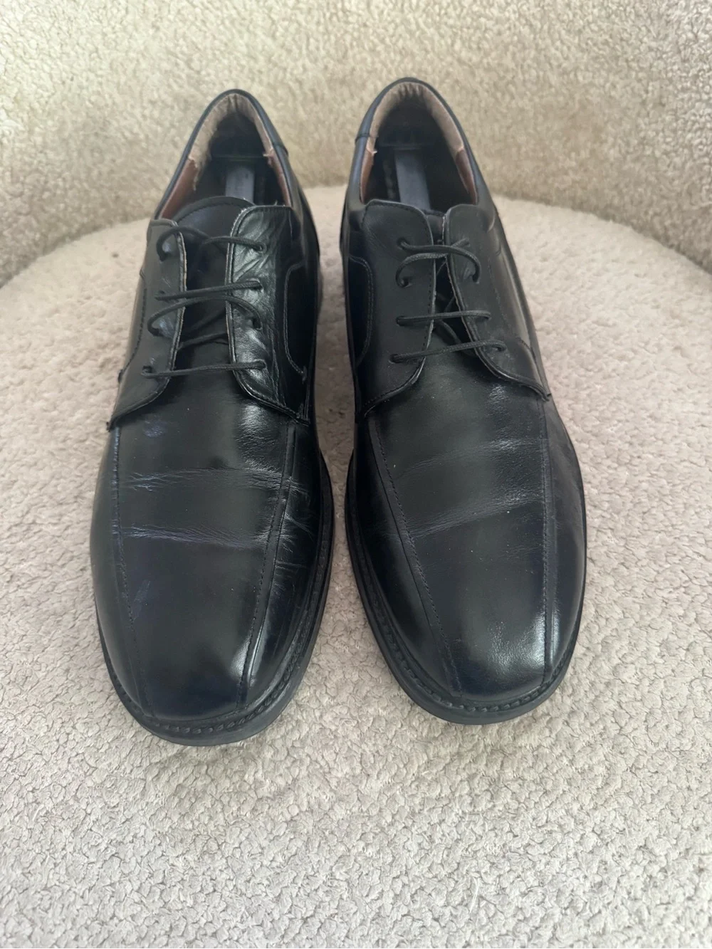 Bill Blass Men’s Black Leather Apron Toe Derby Dress Shoes Size 11 D